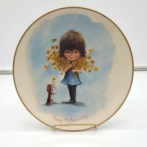 Gorham Moppets Mother's Day 1977 Commemorative Plate Big Eyes Kitsch